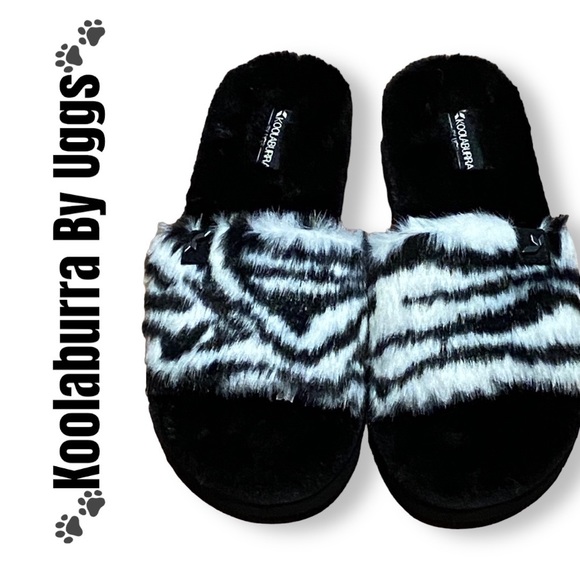 Koolaburra Shoes - 🦥NWOT Koolaburra Size 7 Zebra Print Faux Fur Slides🦥